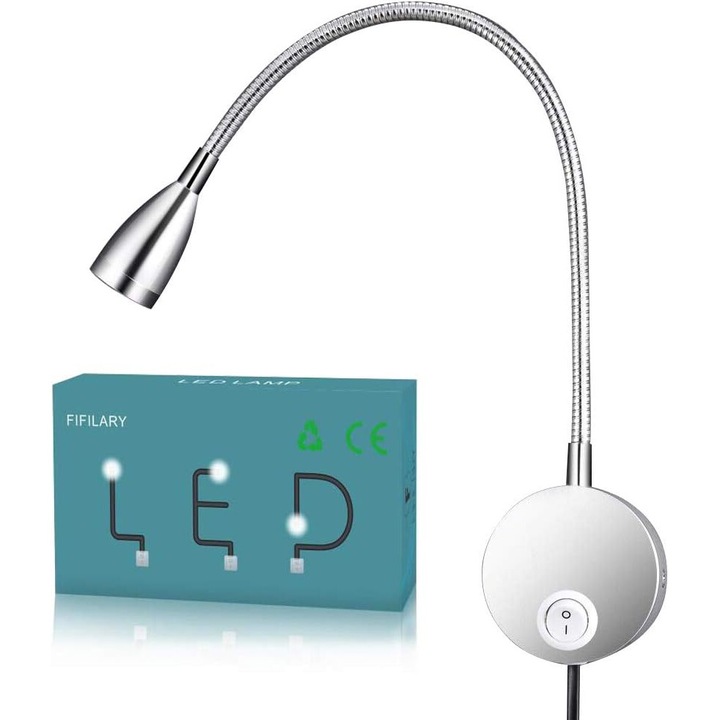 Fókuszált megvilágítású éjjeli lámpa, flexibilis nyakú lámpa, meleg fehér fény, változó méretek