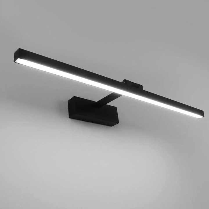 LED Fürdőszobai Tükörlámpa 50cm, 12W, IP44 Vízálló Fürdőszobai Fali Lámpa 180°-ban Forgatható, Modern Fürdőszobai Tükörvilágítás, Hideg Fehér 5500K, Fekete [F energiaosztály]