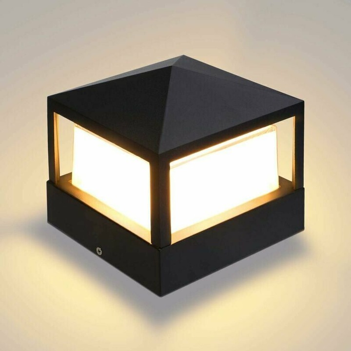 Lampa de exterior, IP65, alb cald, 18W, 16x16x12cm, set de instalare inclus