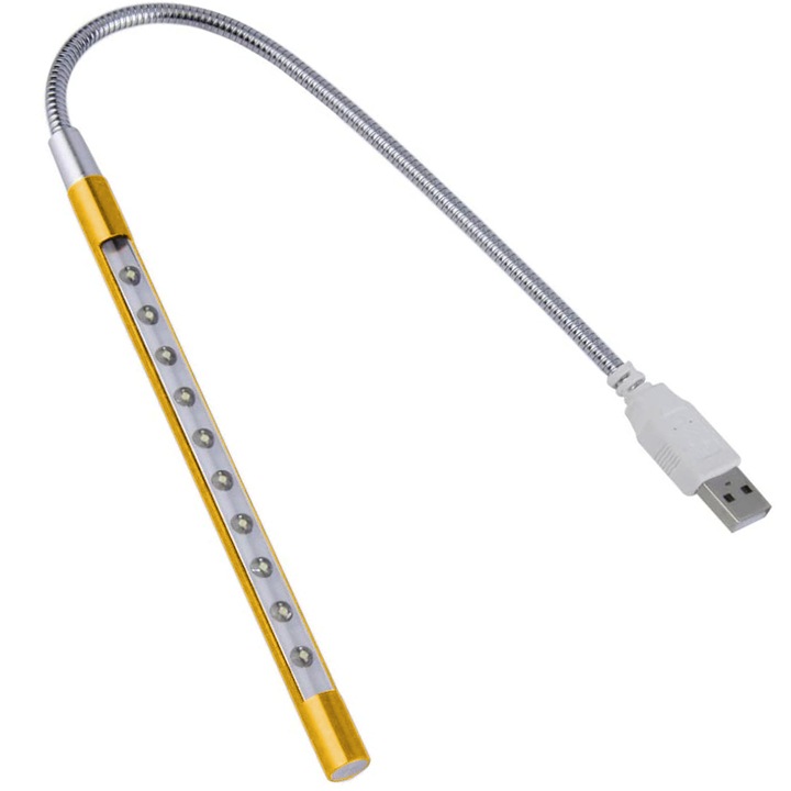 USB LED flexibilis lámpa 5V 1W, 10 LED, érintésérzékelős kivitel, kompakt méretek