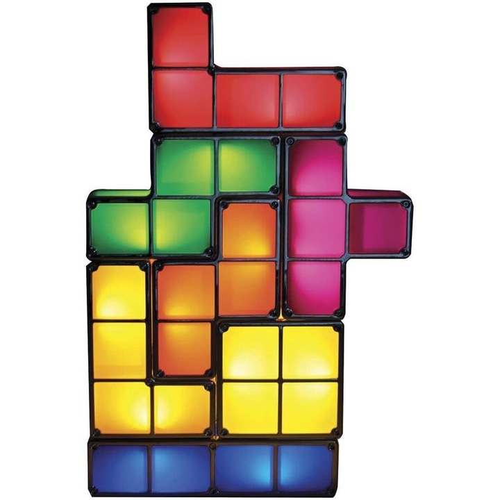 Xuigort éjszakai lámpa, USB, LED, Tetris stílusú, műanyag, 35x25x10cm