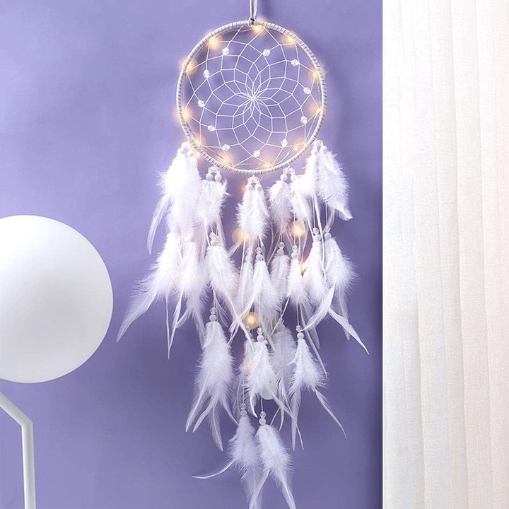 Dream catcher BGHYHYHI, alb, 16x65cm