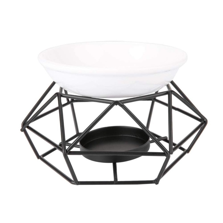 Аромадифузер Xuigort, керамика и желязо, за етерично масло или свещ, черен