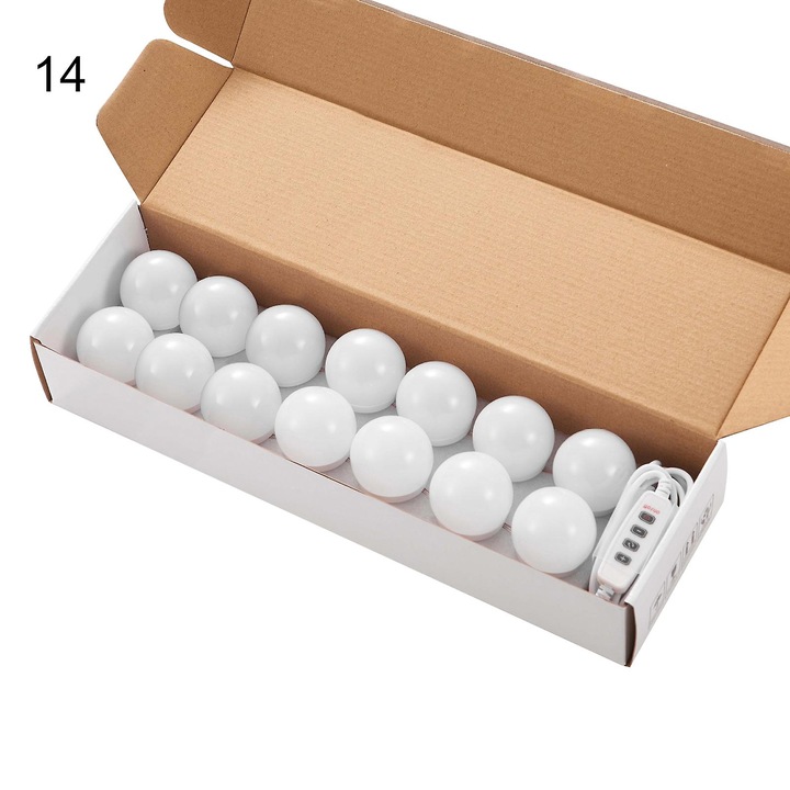 LED hiúsági lámpakészlet, 14 szabályozható izzó, energiatakarékos, három állítható színmód