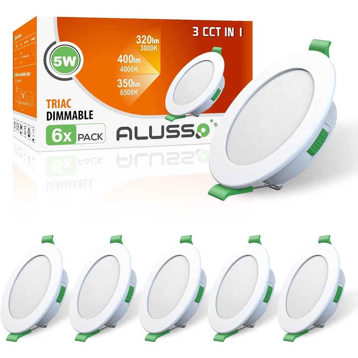 Комплект от 6 LED прожектора за вграждане BGHYHYHI, ултра тънък, 5W, 400LM, IP44, 94.5x29.1mm