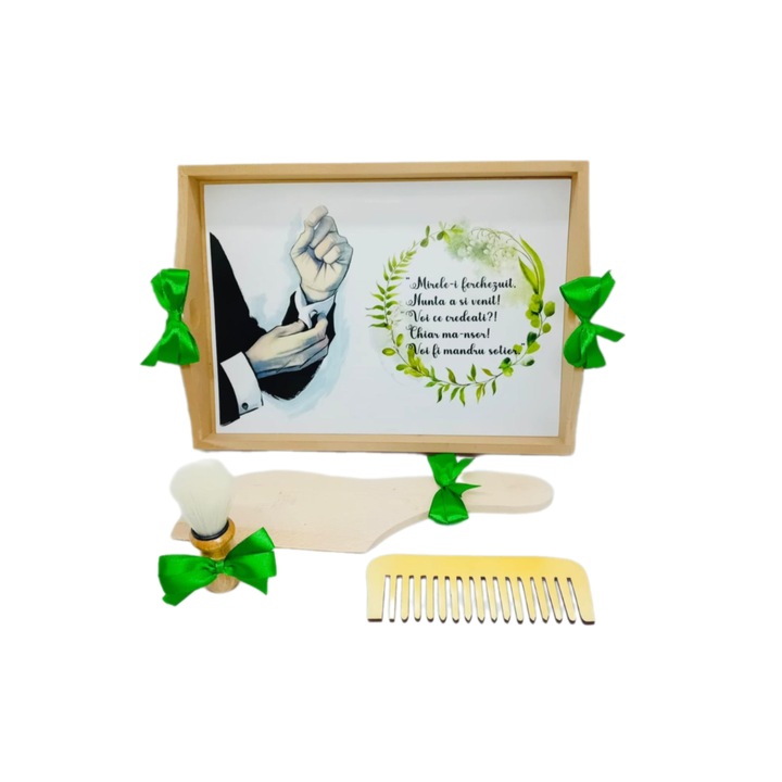 Set pentru gatitul mirelui, personalizata, formata din 4 piese