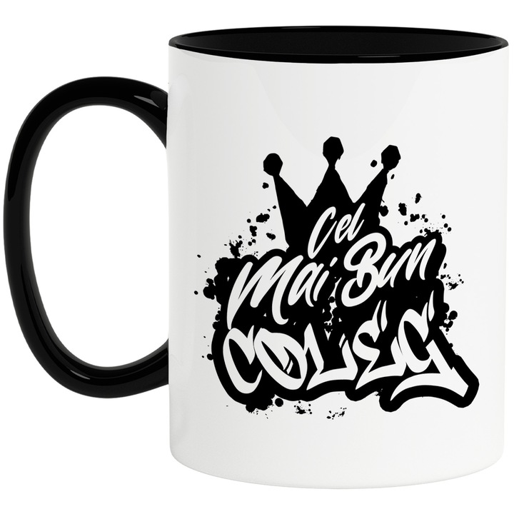 Cana Pentru Cel Mai Bun coleg, Apreciere, Cadou, Rasplata, Multumire, 330ml, Ceramica cu Maner Negru