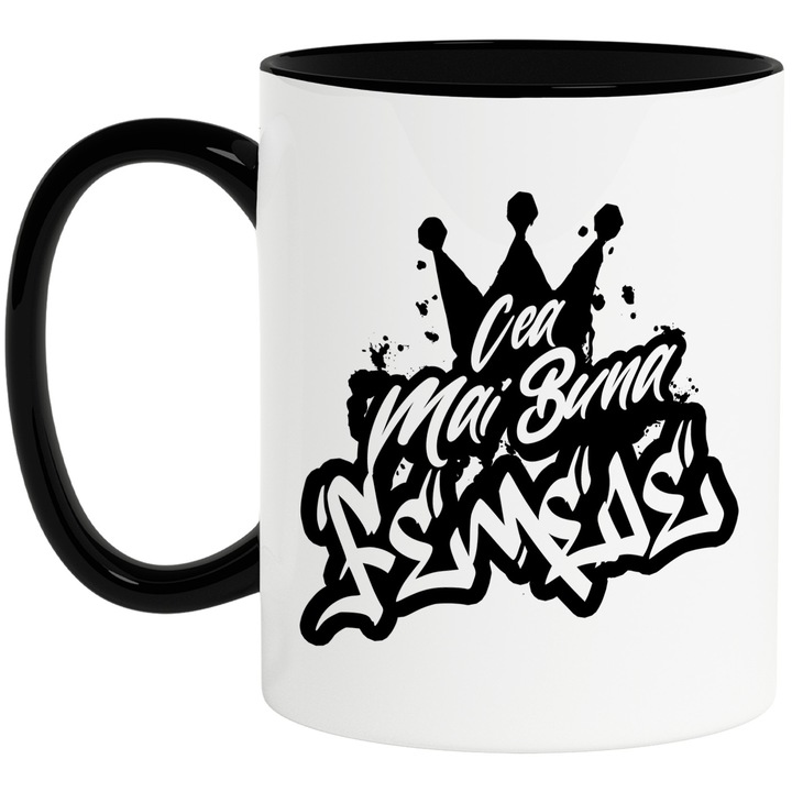 Bögre a legjobb nőnek, elismerés, ajándék, jutalom, köszönet, 330 ml, kerámia fekete fogantyúval