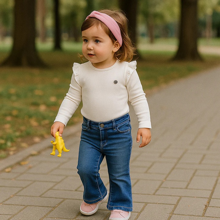 Blugi evazati PANCO - Angels, Bleumarin Navy, pentru fetite, Albastru marin