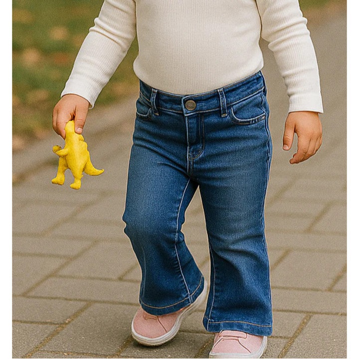 Blugi evazati PANCO - Angels, Bleumarin Navy, pentru fetite, Albastru marin