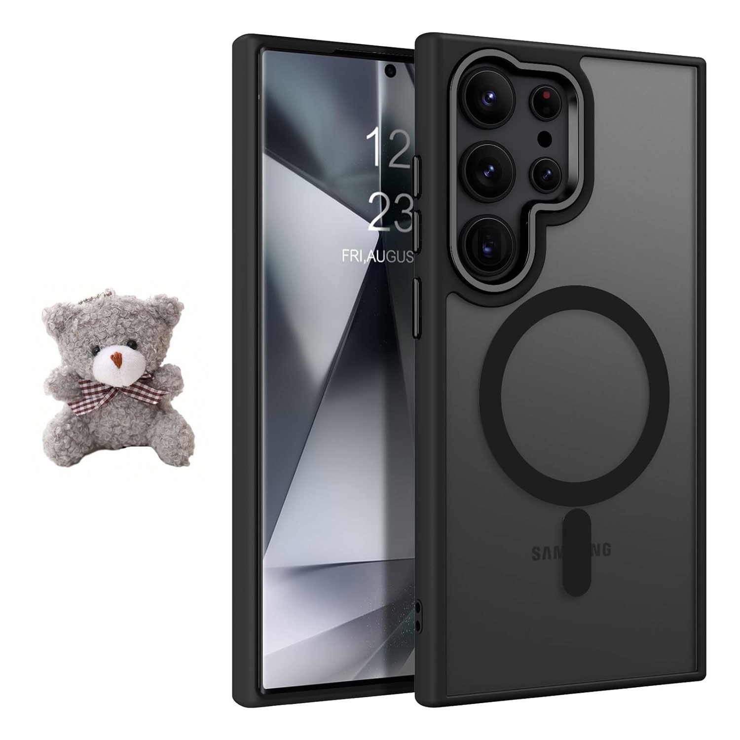 Husa telefon compatibila Samsung Galaxy S24 Ultra, transparenta mata, protectie cu silicon, suport