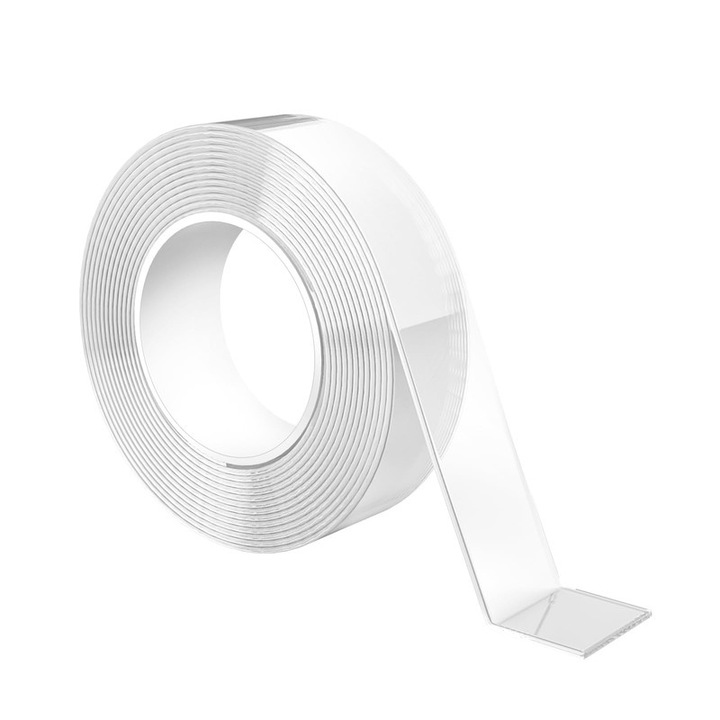 Banda adeziva dubla, Transparenta, Reutilizabila, 5mx3cm, Fara urme