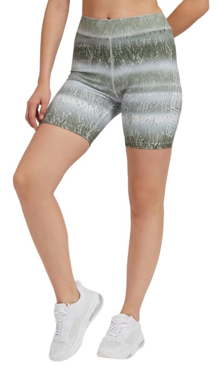 Guess női Corrine kerékpáros rövidnadrág, poliészter/elasztán, zöld/fehér, Zöld