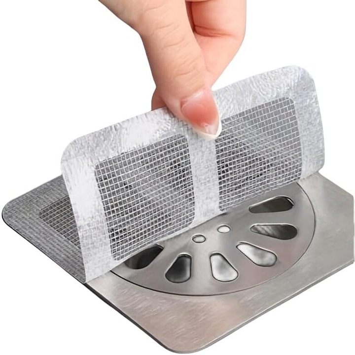 Set 30 bucati Filtru de scurgere pentru baie, captura par, adeziv, utilizare unica, alb
