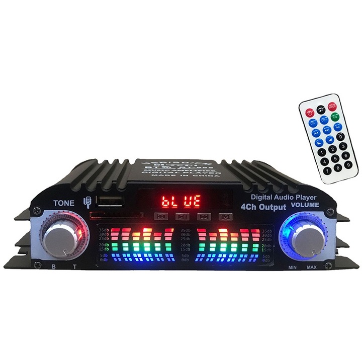 Karaoke усилвател Golxmse, Bluetooth 5.0, HiFi ефект, FM радио, черен, 19x14x5,5 cm