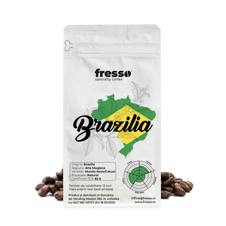 Fresso Brazilia Alta Mogiana cafea boabe de origine proaspat prajita 0.5 kg Boabe