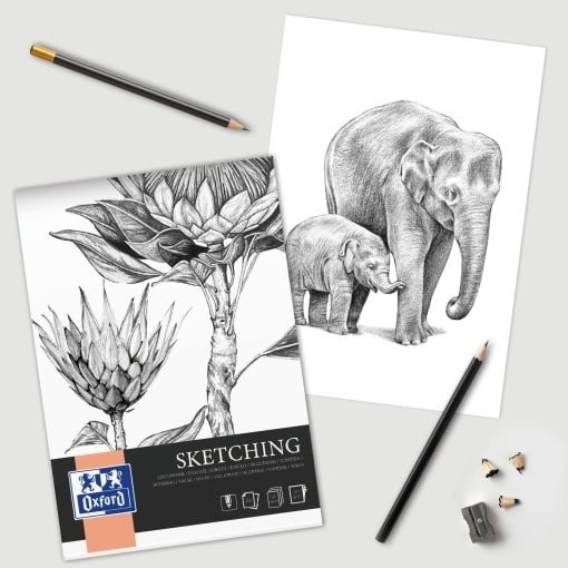 Bloc desen Oxford Sketching A4, 50 file, 120 g/mp, FSC mix70%, colectia Artistic
