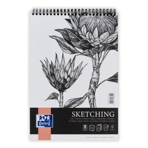Bloc desen Oxford Sketching A4, 50 file, 120 g/mp, FSC mix70%, spira dubla, colectia Artistic