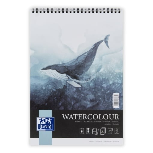 Bloc desen Oxford Watercolour A4, 10 file, hartie 300g/mp, FSC® mix70%, spira dubla, colectia Artistic
