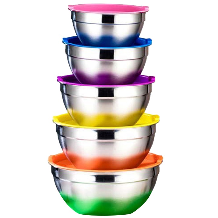 Jormftte rozsdamentes acél salátástál készlet, 5 darabos, 18x20x22x24x26cm, eredeti szín