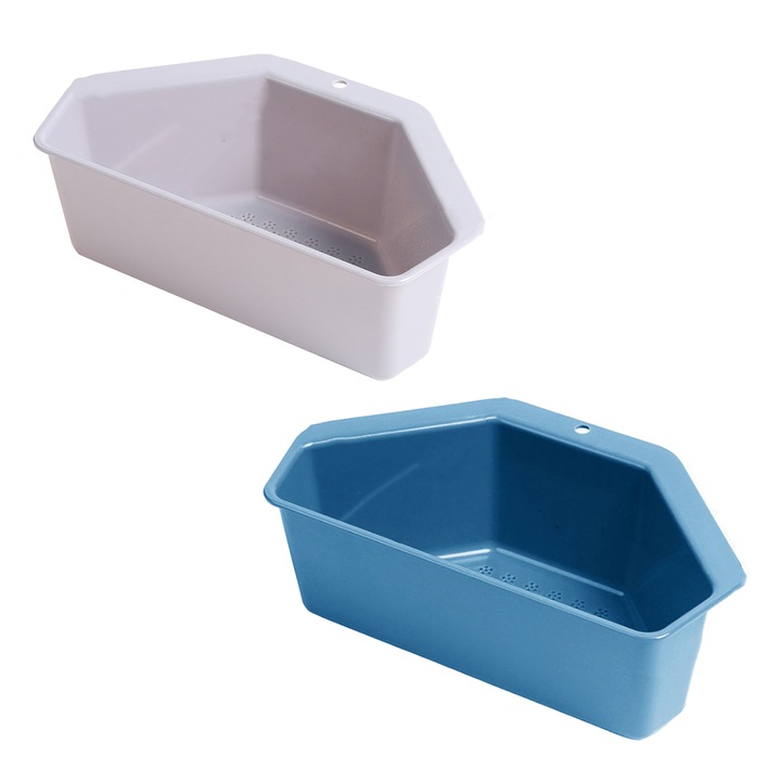 Set 2 organizatoare pentru chiuveta AMRINUGL, cu sita din otel inoxidabil, design durabil, gri/albastru