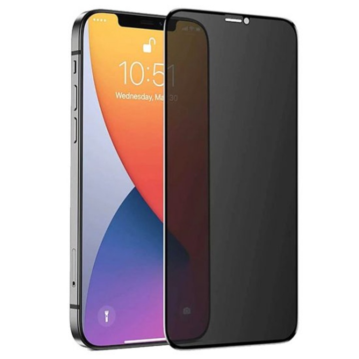 Протектор, съвместим с iPhone 11 Pro Max, пълно покритие, 6D, премиум качество, черен