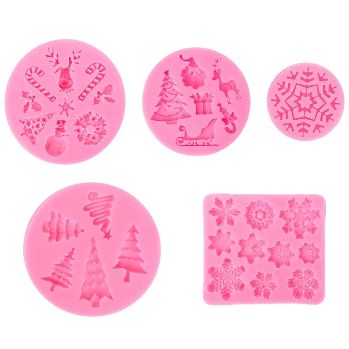 5 darabos sütőeszköz készlet, rugalmas szilikon, AMRINUGL, rózsaszín, tapadásmentes