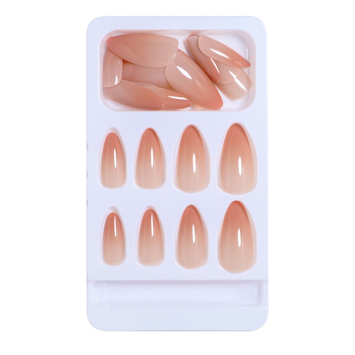 24 db-os rányomható műköröm készlet, balerina típusú, többszínű, 35g, ragasztóval