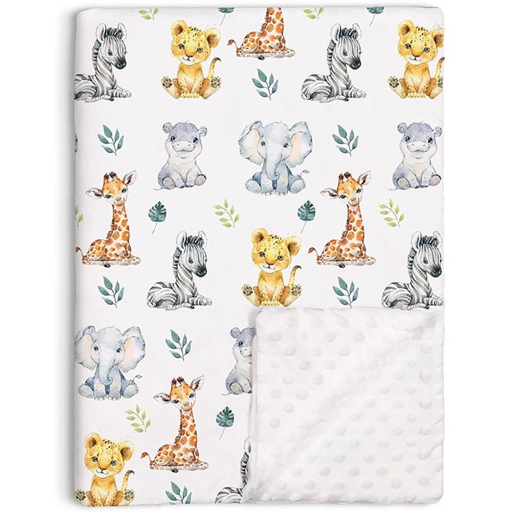 Бебешко одеяло BOMSTOM, памук/полиестер, животински дизайн, многоцветно, 75x100см