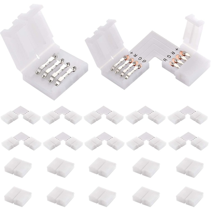 4-пинови RGB LED конектори, комплект от 20 броя, за SMD 5050 LED ленти