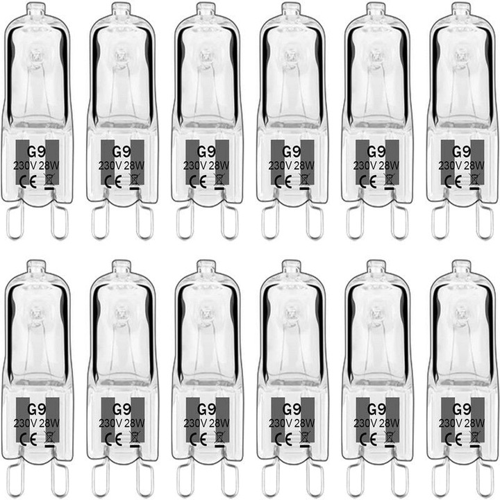 Halogén izzók, 28W, G9 alap, meleg fehér fény, 10 db-os készlet