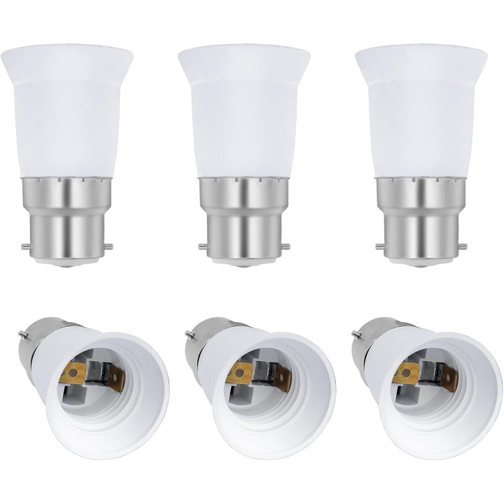 Адаптер B22 към E27 за LED крушки, Fokelyi, комплект 6 броя, 230V