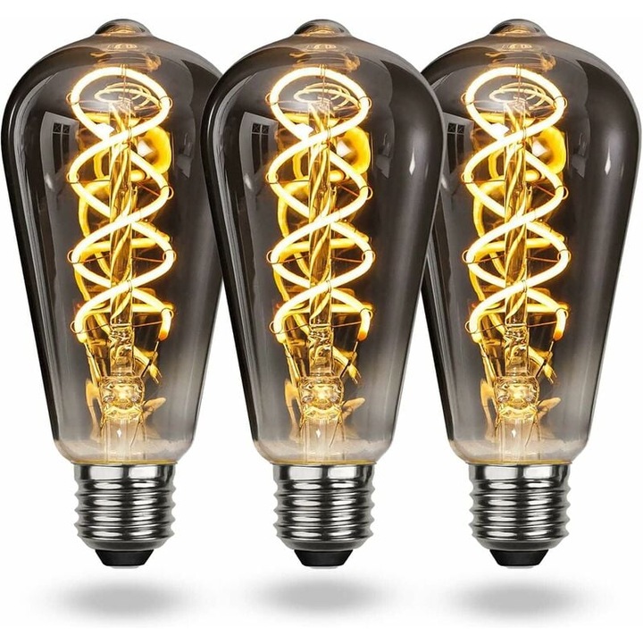 E27 Vintage LED izzó, meleg fehér, E27 Vintage szabályozható spirál szálas izzó 4W lágy fény, E27 Vintage Edison izzó alkalmas nappaliba, hálószobába, folyosóra, teraszra stb. [Energiaosztály