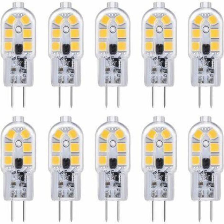 Bec LED G4 kétérintkezős, hideg fehér fény, energiatakarékos, 10 db-os készlet, 12x36mm