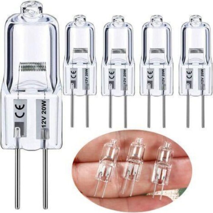 G4 halogén izzók 12V 20W, 5 darabos készlet, meleg fehér, 3000 óra élettartam, 300lm
