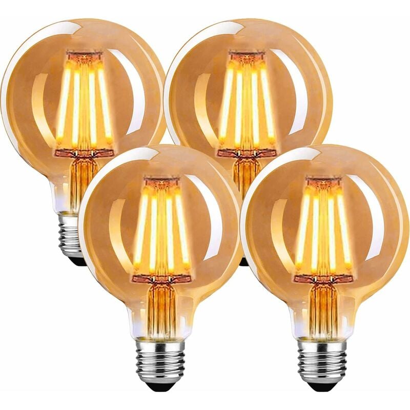 Bec LED E27 Vintage Dimmabil 4W, Sticla Amber, 2700K, Set de 4 bucati ...