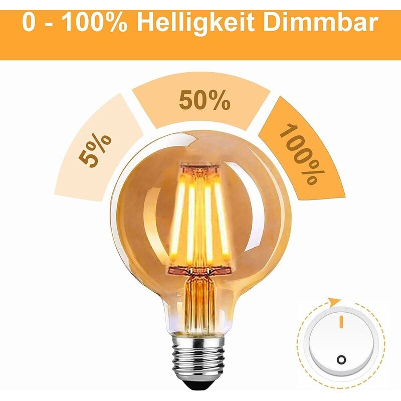 Bec LED E27 Vintage Dimmabil 4W, Sticla Amber, 2700K, Set de 4 bucati ...