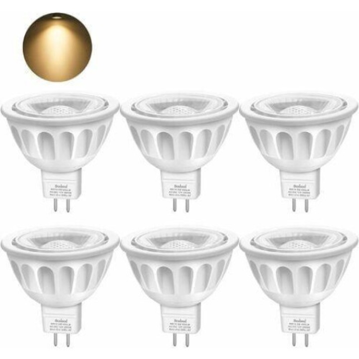 LED крушки MR16, 5W еквивалент на 50W, 450lm, топло бяла светлина 3000K, комплект от 6 броя
