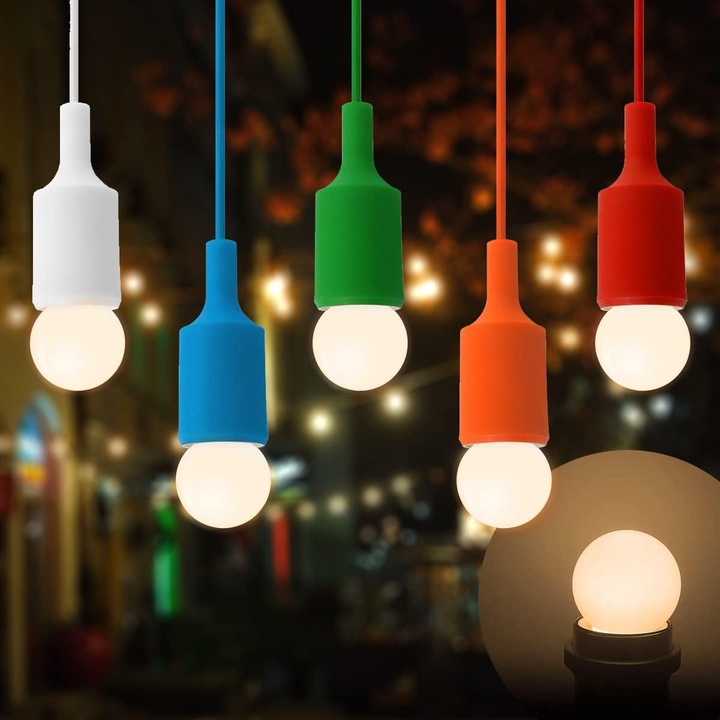 Комплект LED крушка, сферична форма, E27, 1 W, студено бяло, 10бр.