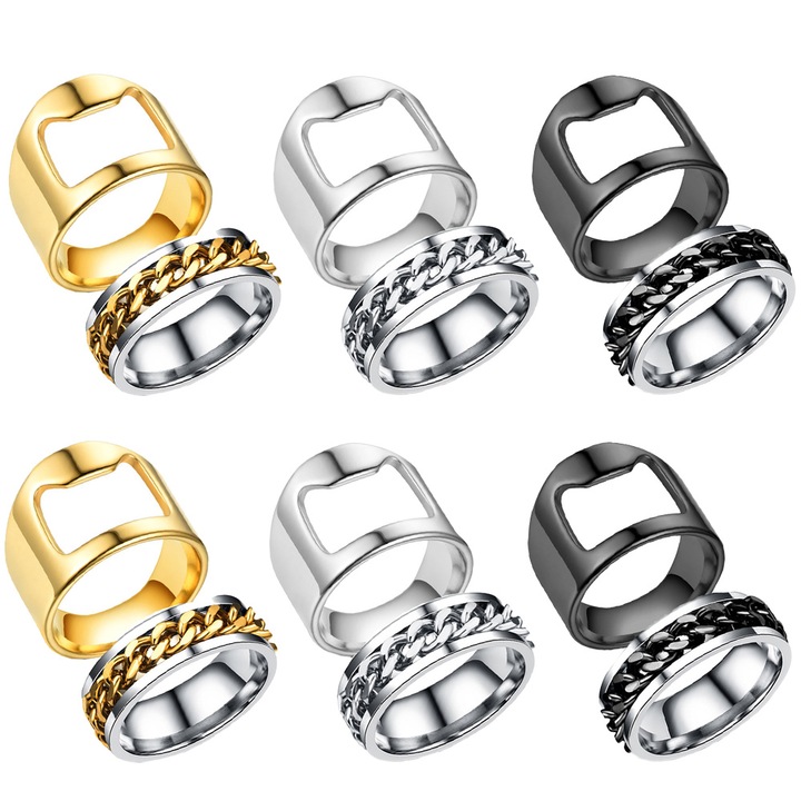 Комплект от 12 пръстена за отварачка за бира, QttvbTna, неръждаема стомана, черен/сребрист/златист