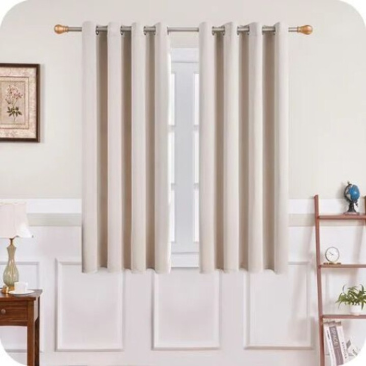 Perdele termice opace set de 2, bej, 140x160 cm, pentru feronerie cu ochiuri