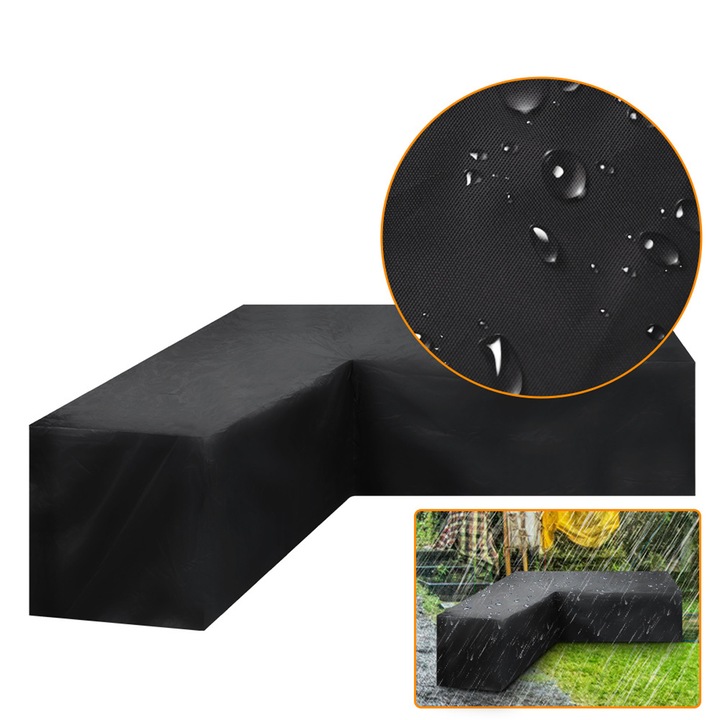 Husa de colt impermeabila in forma de L pentru mobilier de exterior, pentru canapea de gradina si terasa din ratan