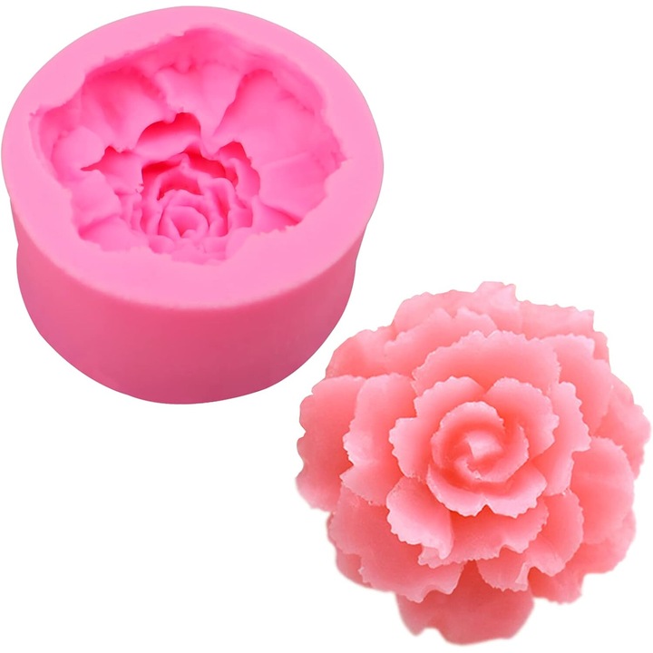 Forme prajituri, AMRINUGL, flori de bujor, silicon alimentar, non-stick, acaju inchis