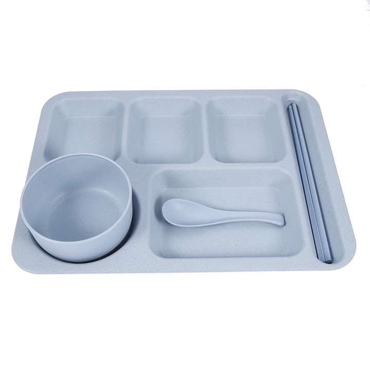 Set vesela pentru studenti din paie de grau, albastru, 36x26.5cm