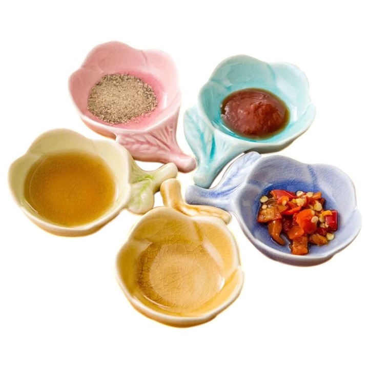 Jormftte 5 darabos kerámia tál készlet, színes szilvavirágok, sushi tányér, könnyen tisztítható