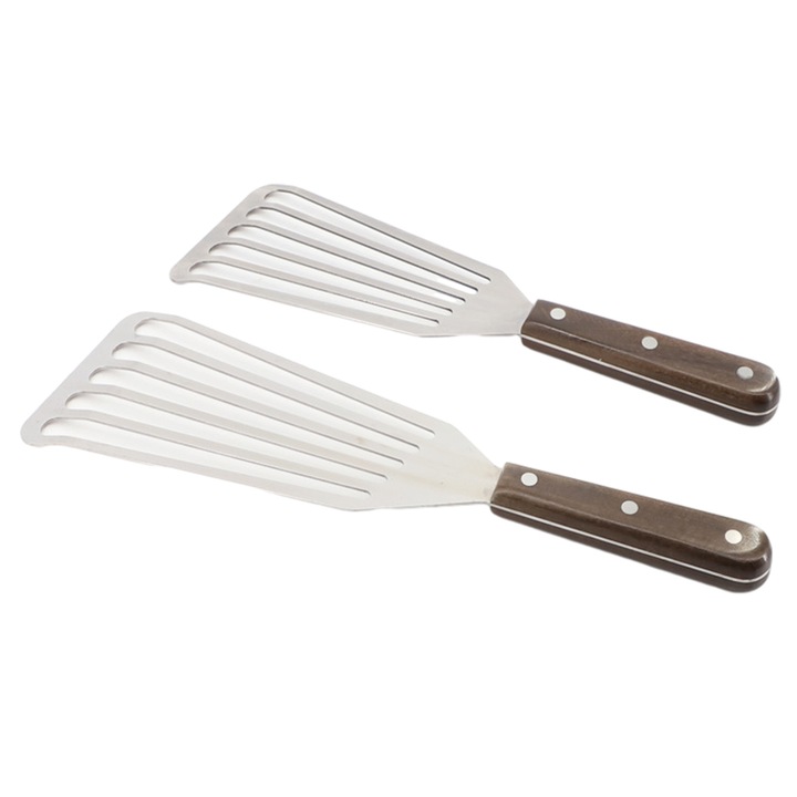 Set spatule pentru peste HERUSI, inox, 28x7.5cm si 32x8.5cm, manere lemn