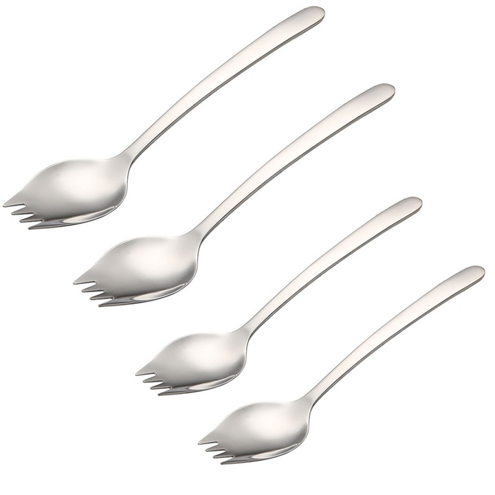 2 az 1-ben evőeszköz készlet 304-es rozsdamentes acélból, vacsoravillák, leveseskanalak, salátavillák, tésztakanalak, többszínű