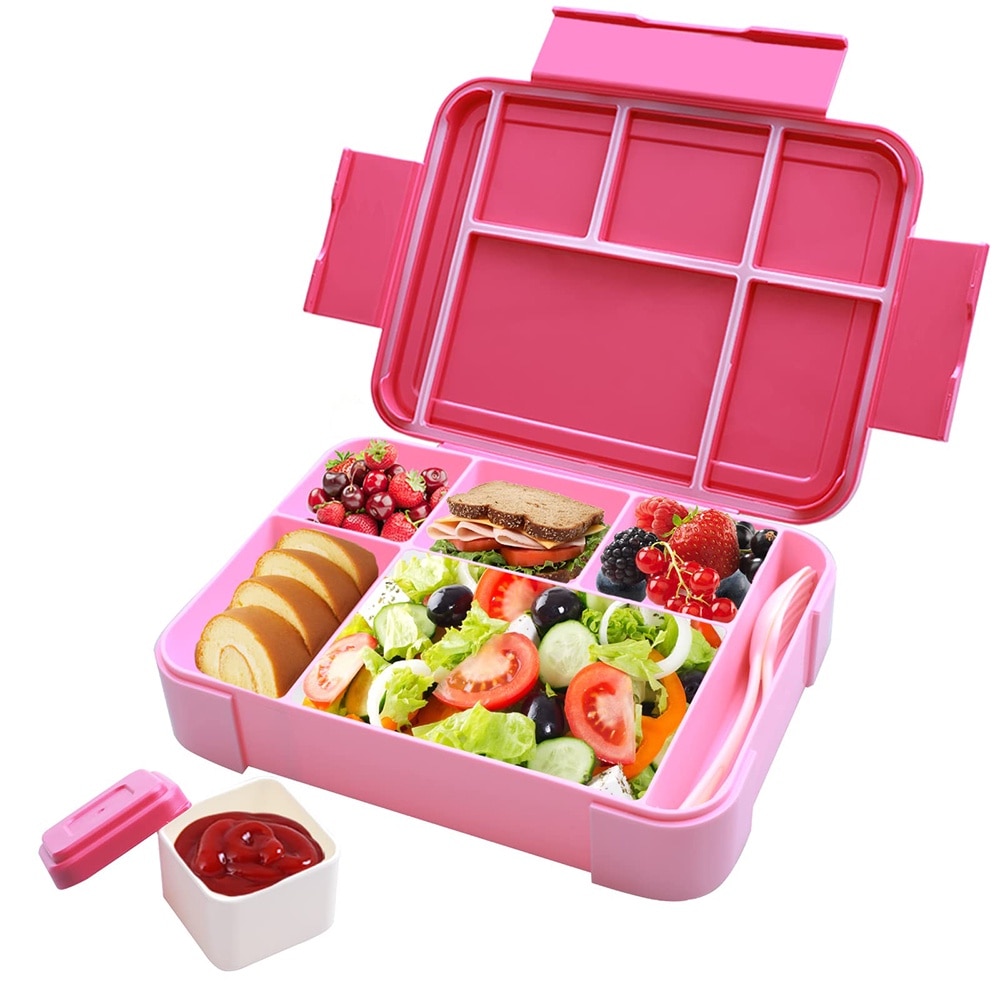 Cutie alimentara Zulbceo, Bento, roz, 6 compartimente, 23x17x4.8cm