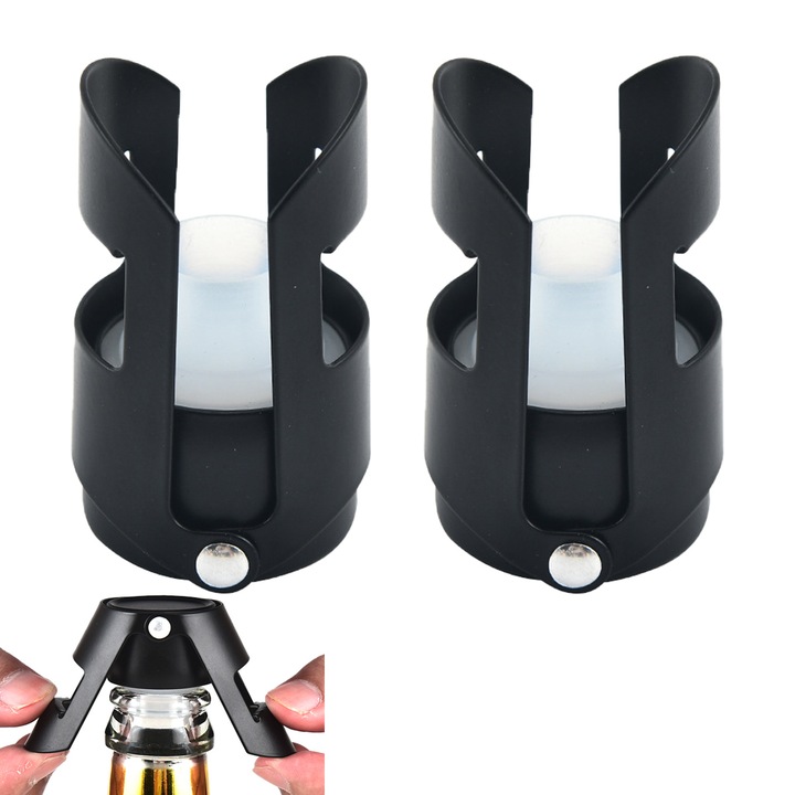 Set dopuri etanse pentru sampanie, silicon alimentar, inox, curatare usoara