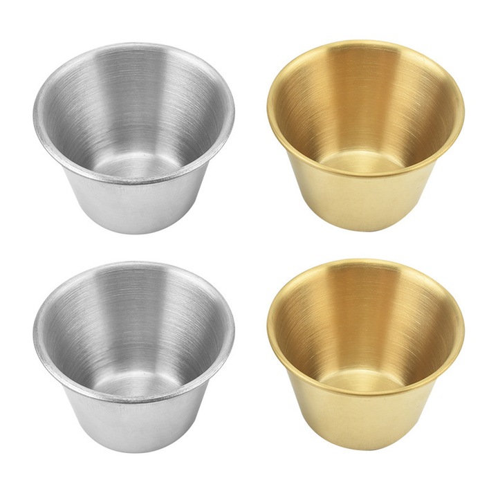 4 db rozsdamentes acél tál, Jormftte, arany és ezüst színű, 65x40mm